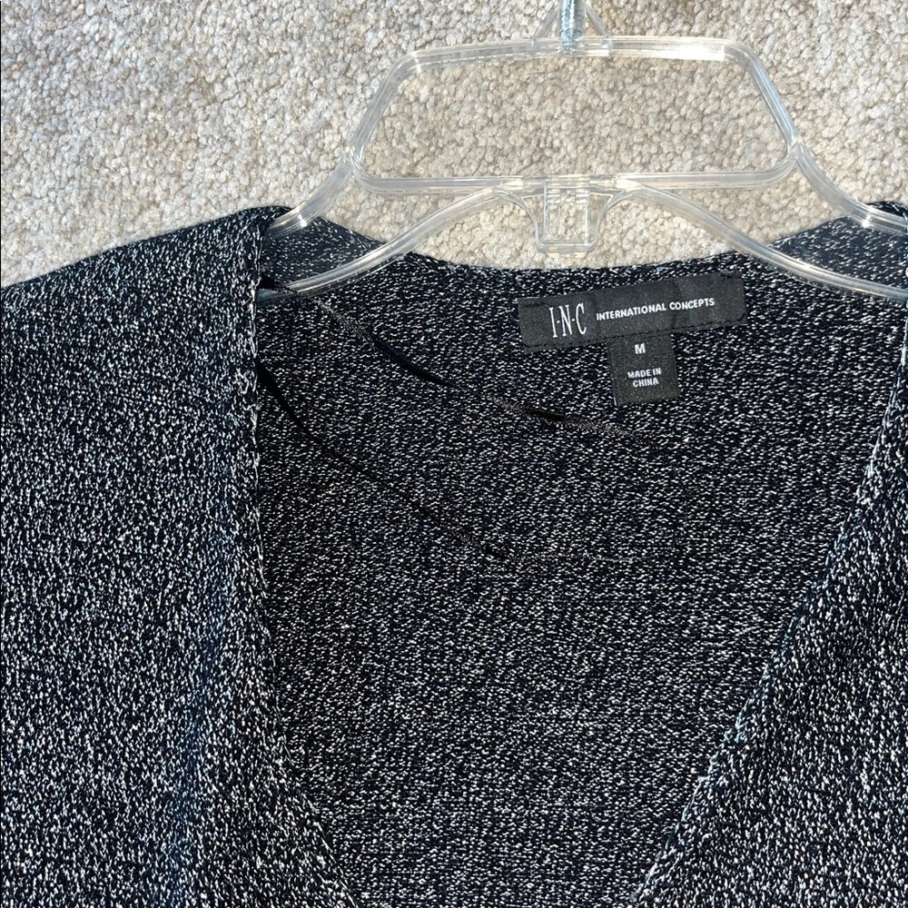 INC International Concepts Black Shine V-Neck Long-Sleeve Tunic Sweater Size M - Picture 7 of 10